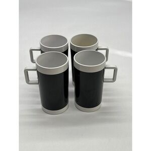 Braniff Airlines Black and White Cylindrical Coffee Mugs‎ Set of 4